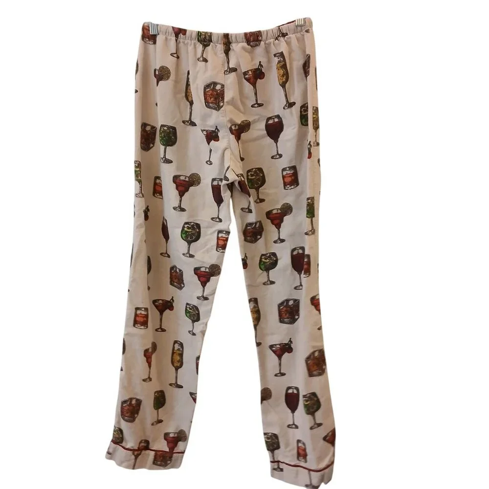 PJ Salvage Cocktail Pajama Set XS Cozy Flannel Sleepwear Pants Long Sleeve #O-11 - Picture 7 of 9